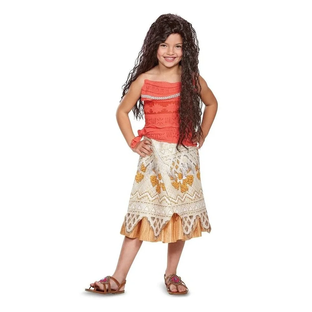 NWT Moana Girls Adventure Costume One Piece Dress Sz S 4-6 yrs NO WIG